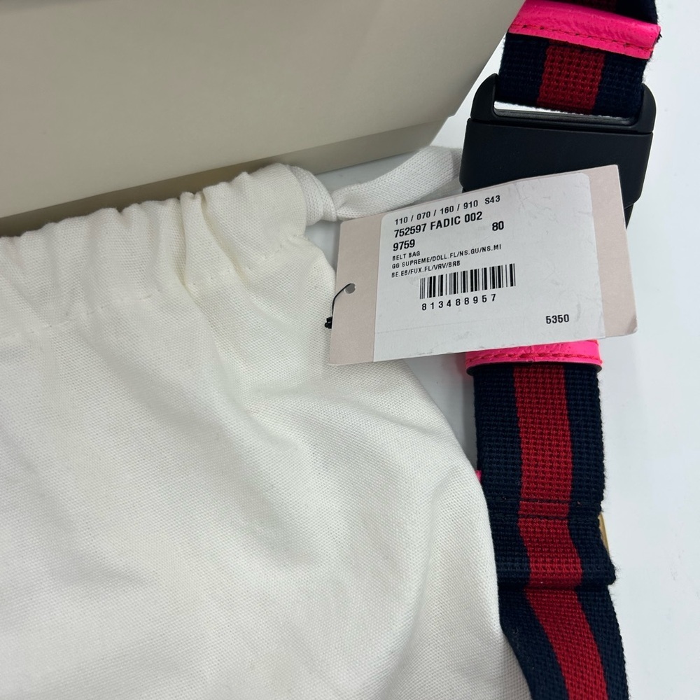 SOLD!!!!!  Women's Gucci OPHIDIA GG supreme canvas belt bag web stripe 80 cm NWT - Picture 5 of 14